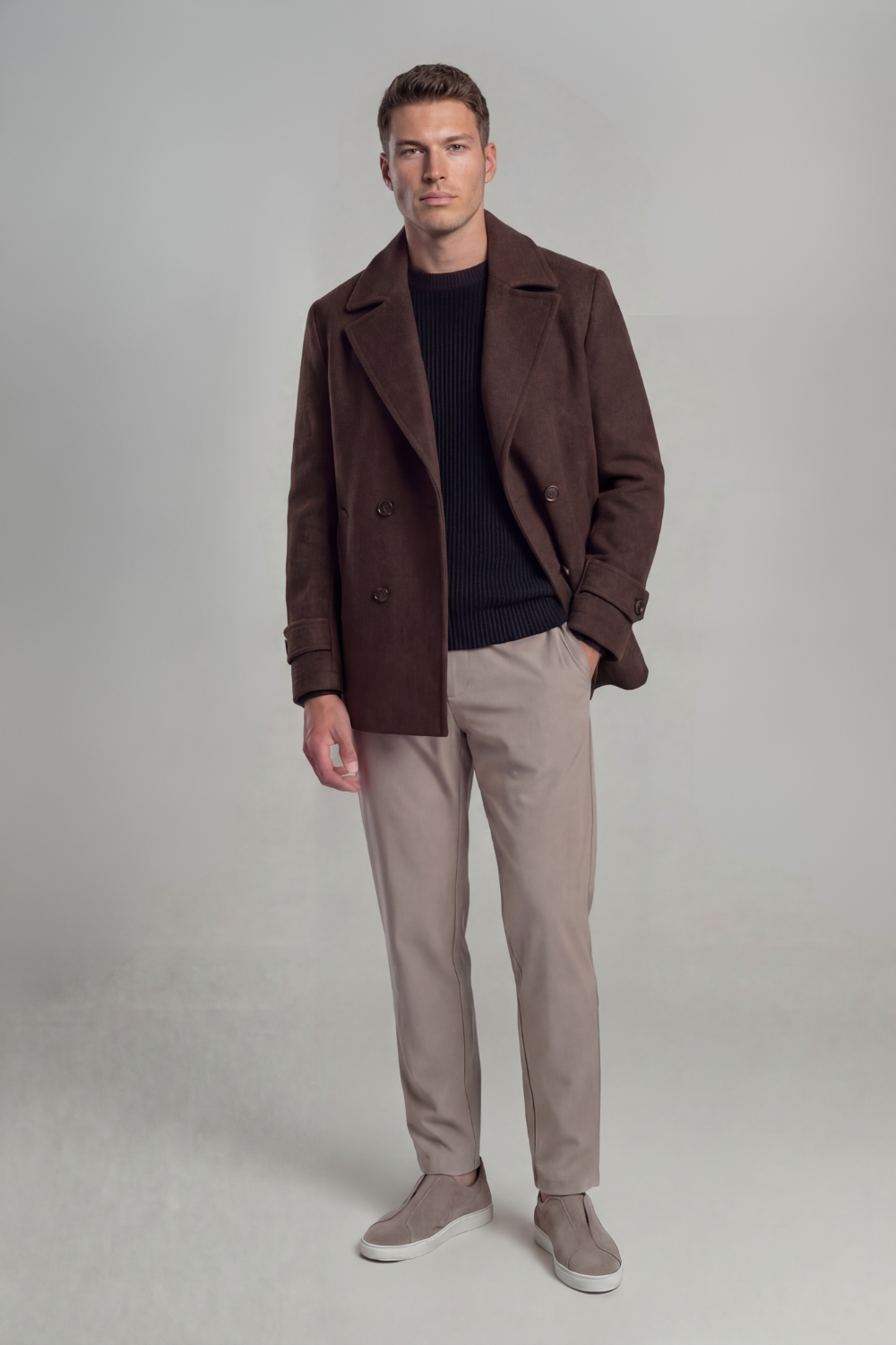 FEDERICO™ | Caban in lana marrone