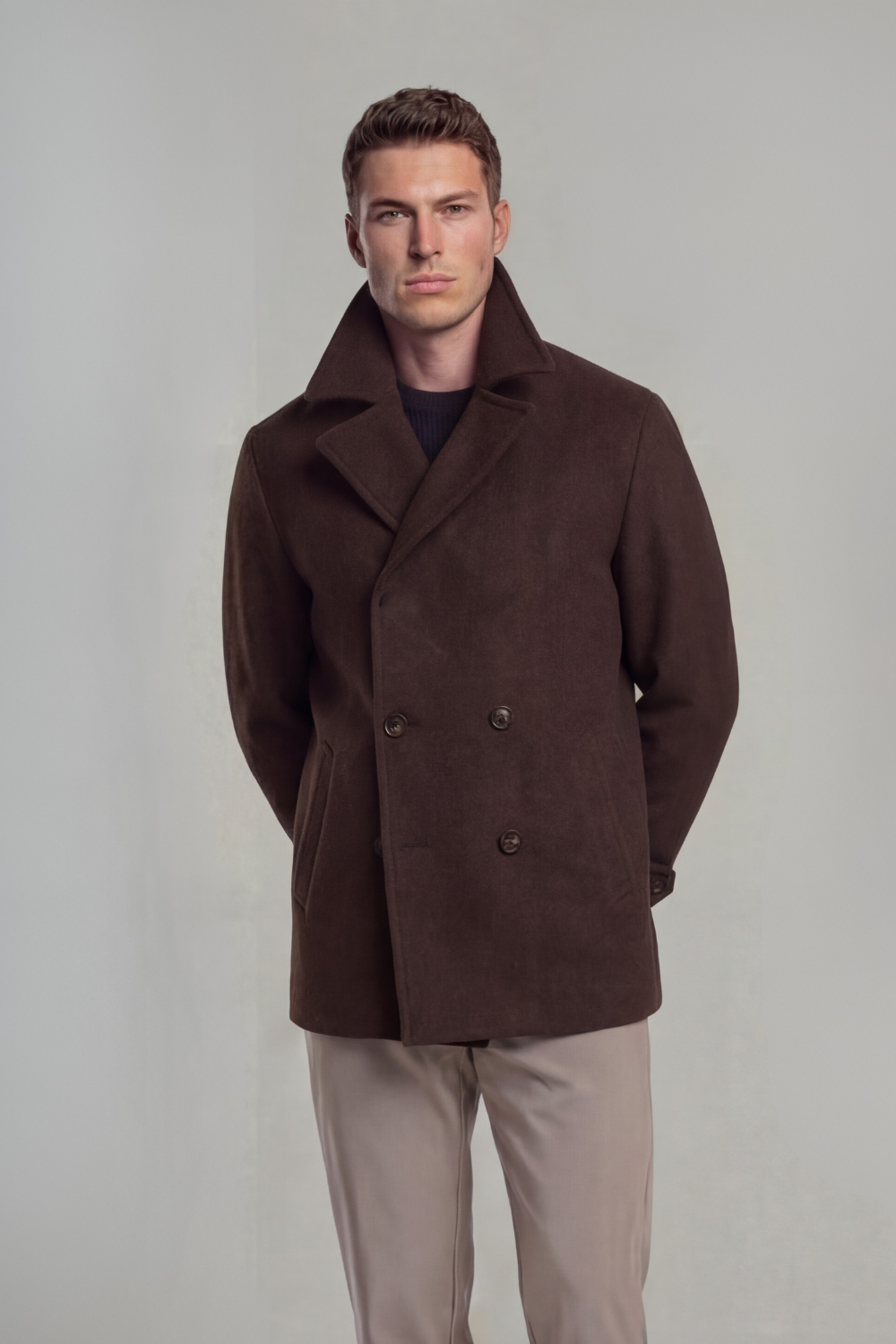 FEDERICO™ | Caban in lana marrone