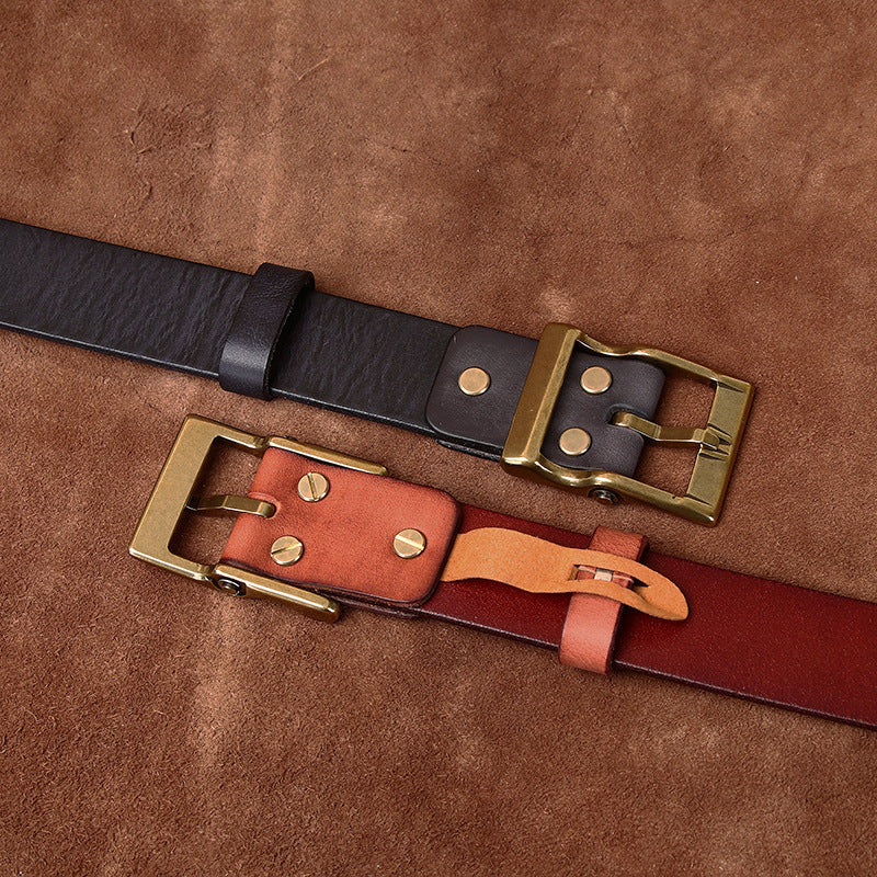 FEDERICO™ | Cintura uomo in pelle vintage – fibbia in ottone anticato