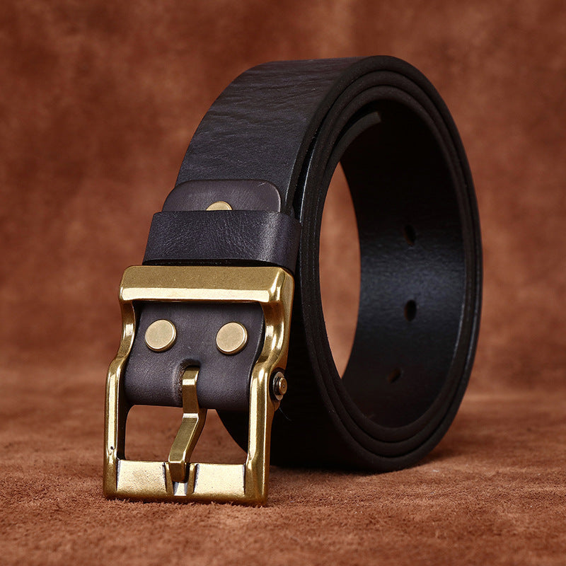 FEDERICO™ | Cintura uomo in pelle vintage – fibbia in ottone anticato