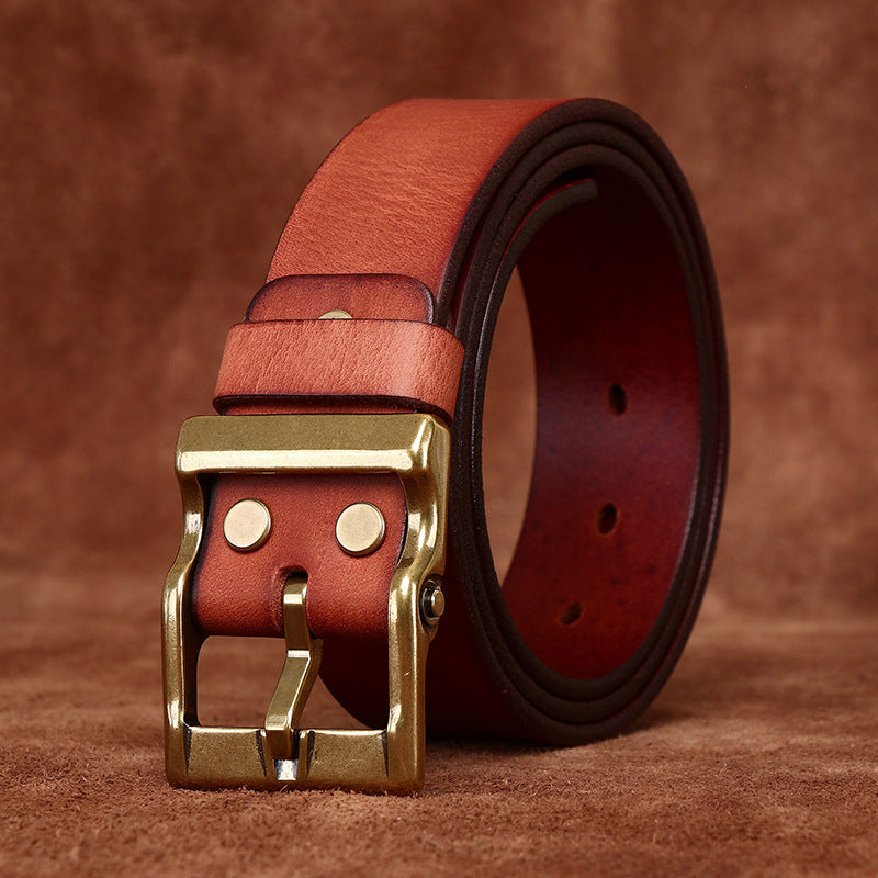 FEDERICO™ | Cintura uomo in pelle vintage – fibbia in ottone anticato