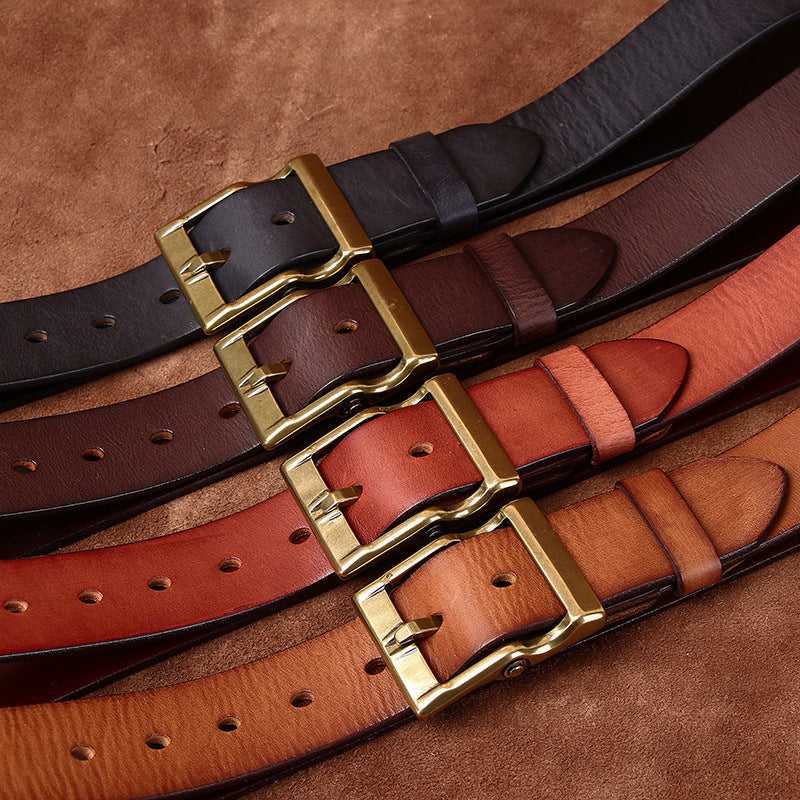 FEDERICO™ | Cintura uomo in pelle vintage – fibbia in ottone anticato