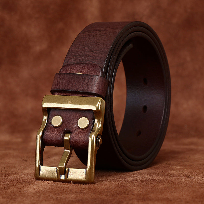 FEDERICO™ | Cintura uomo in pelle vintage – fibbia in ottone anticato