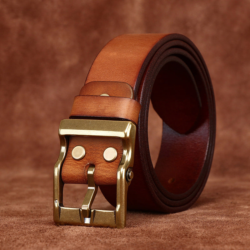 FEDERICO™ | Cintura uomo in pelle vintage – fibbia in ottone anticato