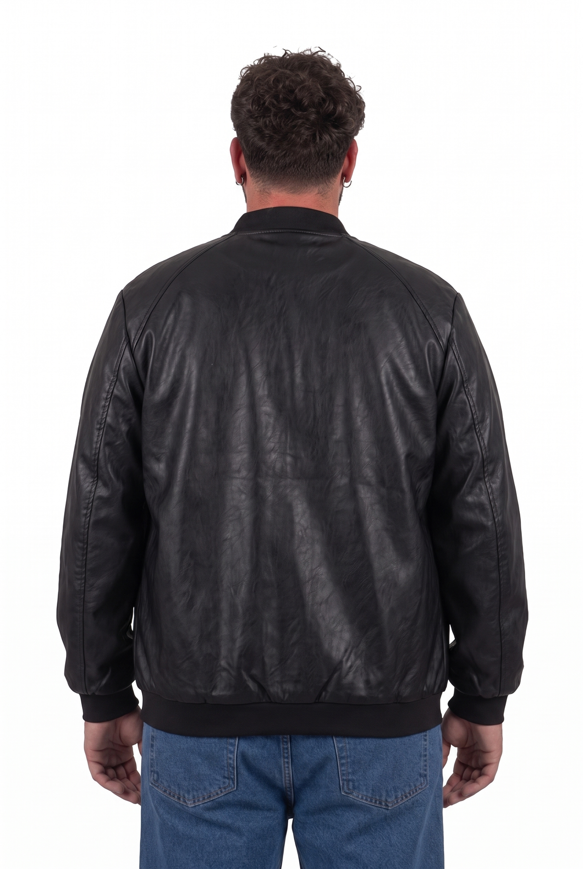 FEDERICO™ | Giacca bomber Cobain da uomo in similpelle nera, disponibile in taglie forti