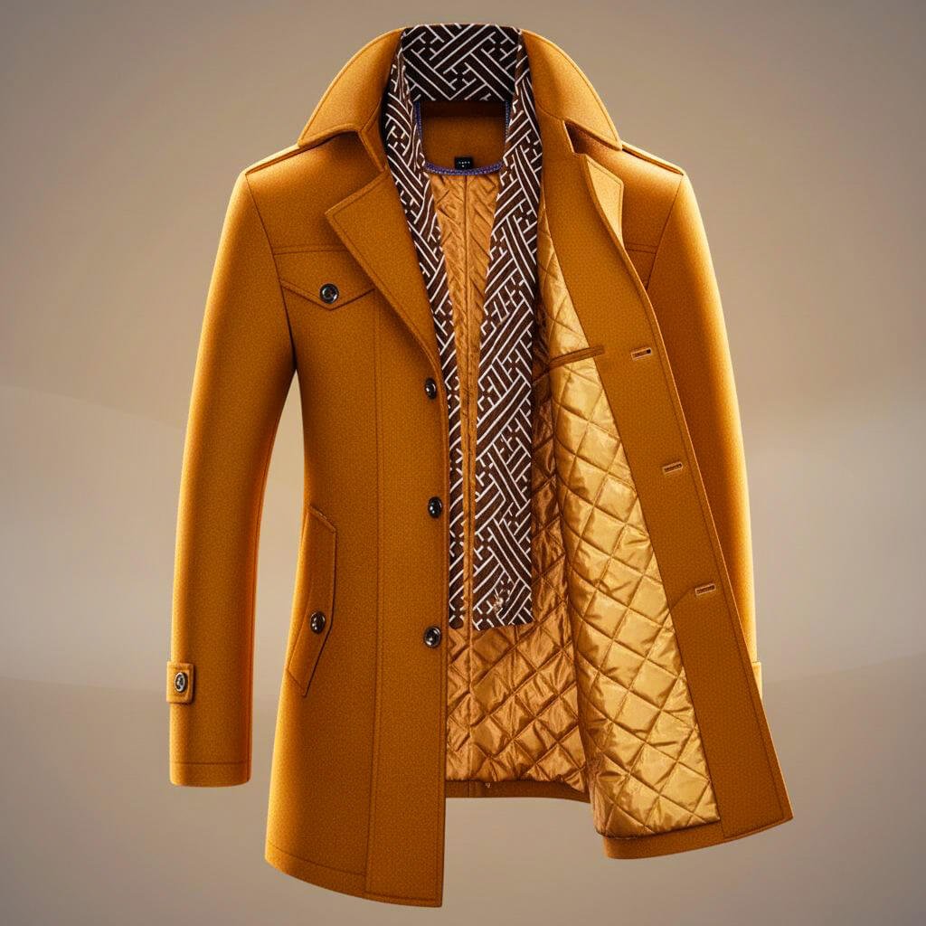 FEDERICO™ | Cappotto uomo in pura lana vergine – sciarpa removibile