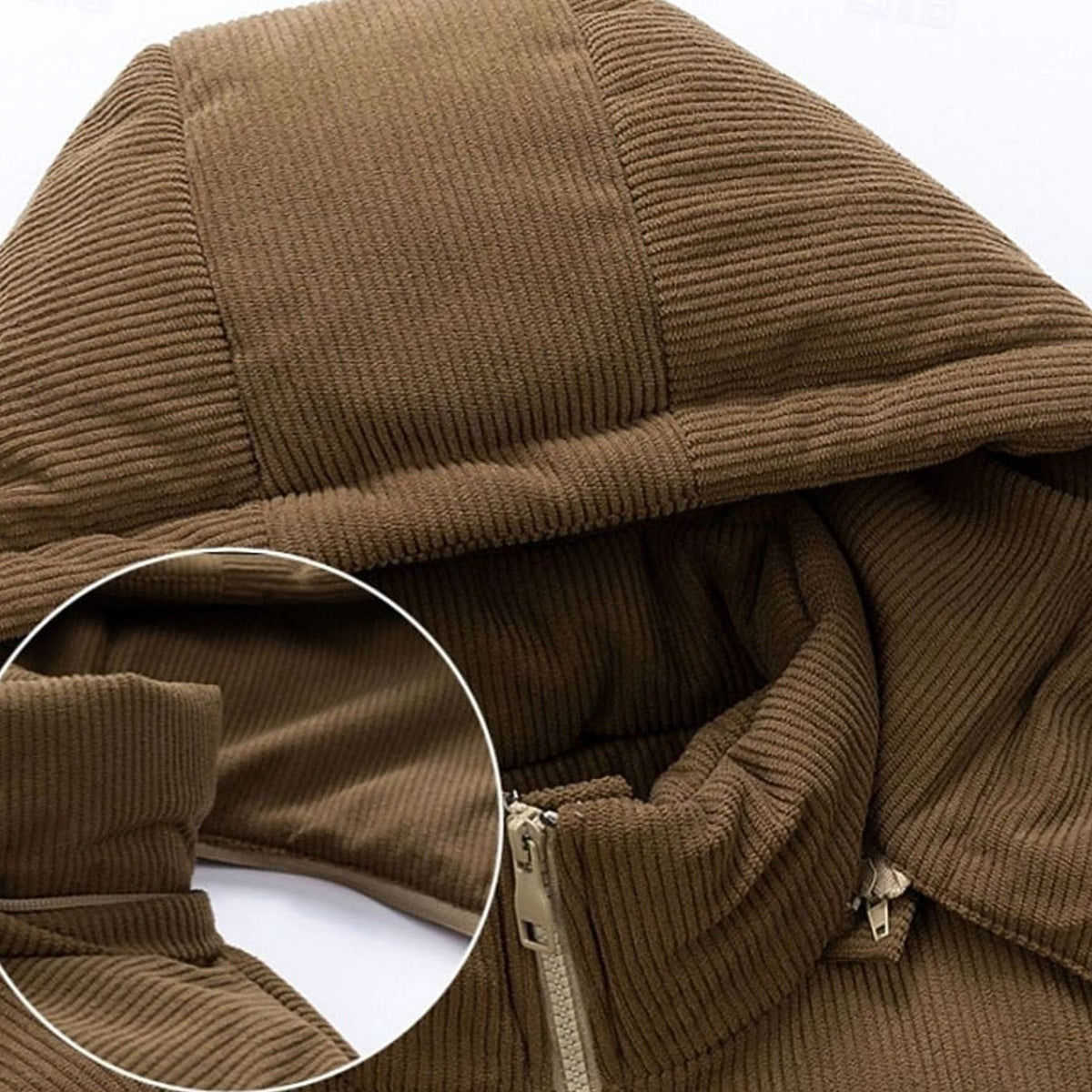 FEDERICO™ | Giacca imbottita bicolore in velluto a coste con cappuccio trapuntato