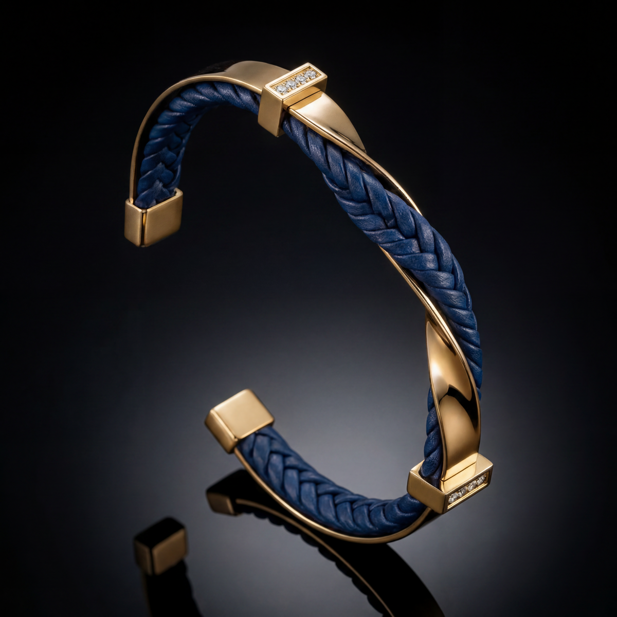 FEDERICO™ | Bracciale uomo rigido – pelle intrecciata e acciaio inox