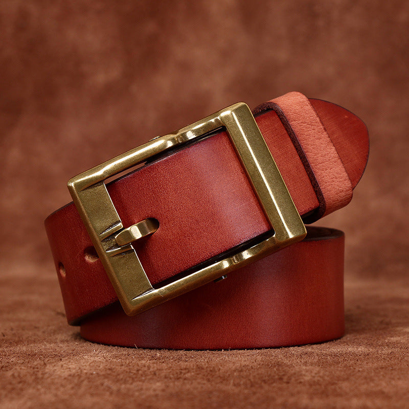 FEDERICO™ | Cintura uomo in pelle vintage – fibbia in ottone anticato