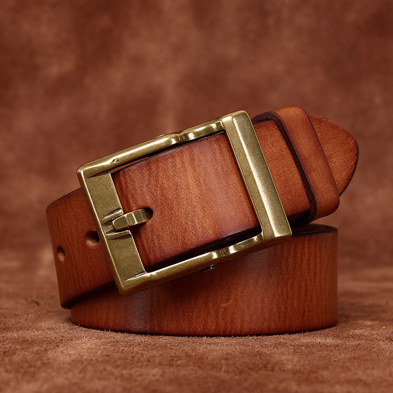 FEDERICO™ | Cintura uomo in pelle vintage – fibbia in ottone anticato