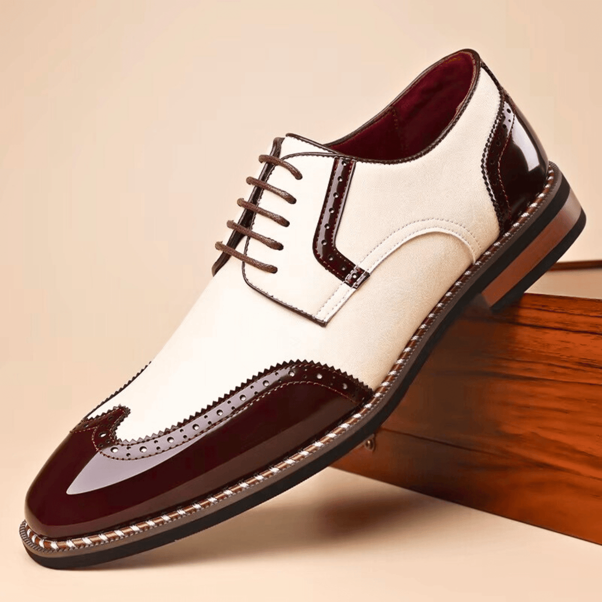 FEDERICO™ | Oxford da uomo in pelle pieno fiore bicolore